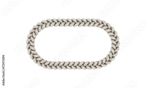 Braided frame in form of oval. Isolated on white background.