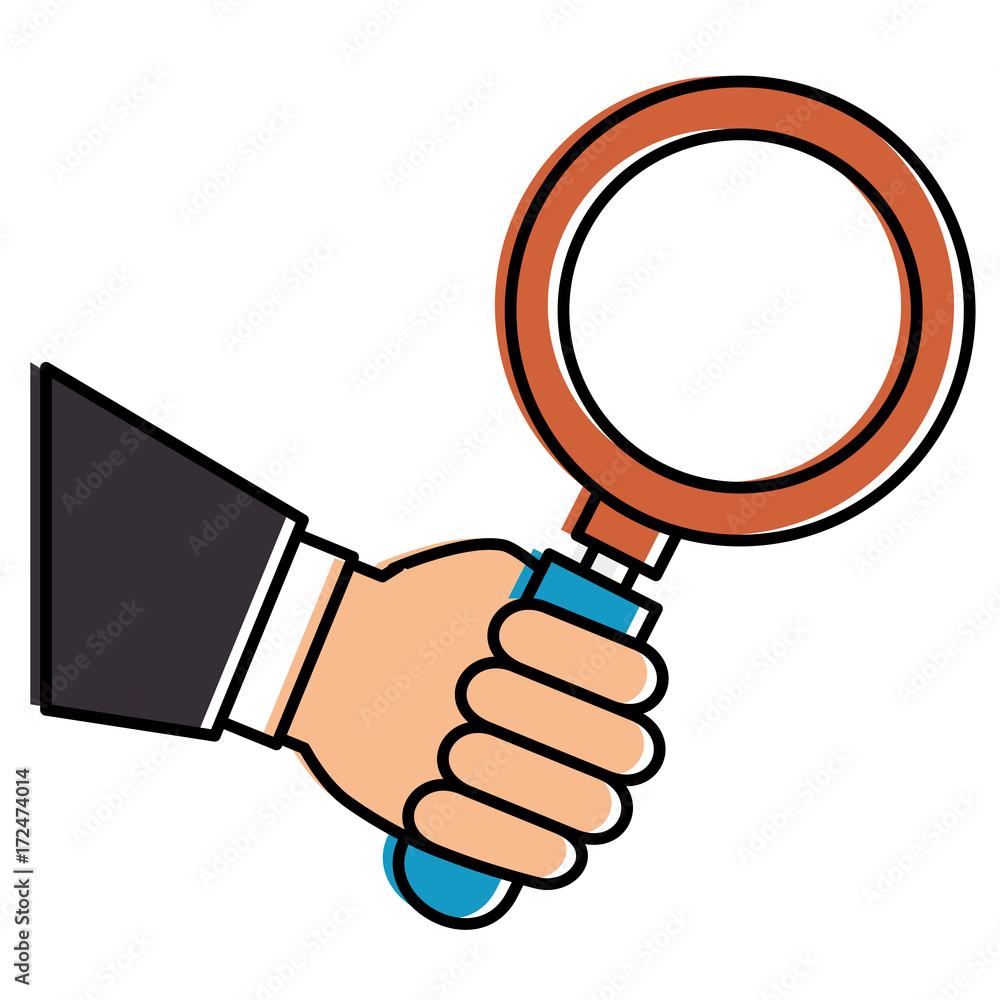 hand human with magnifying glass isolated icon hand human with magnifying glass isolated icon