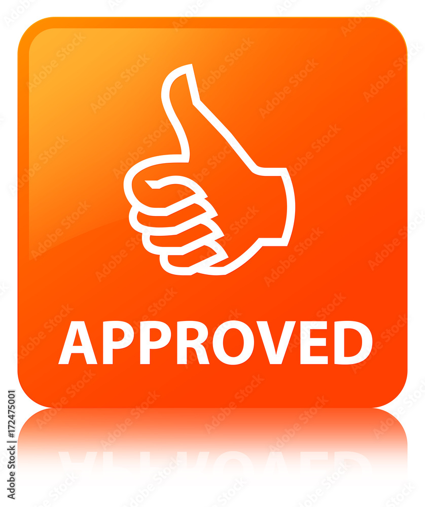 Approved (thumbs up icon) orange square button Approved (thumbs up icon) orange square button