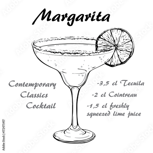 margarita cocktail vector sketch