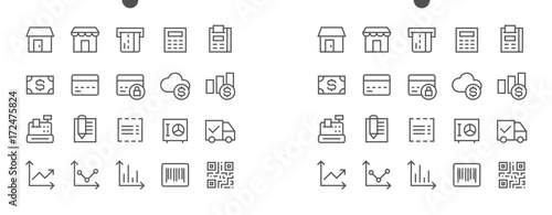 Shopping Pixel Perfect Well-crafted Vector Thin Line Icons 48x48 Ready for 24x24 Grid for Web Graphics and Apps with Editable Stroke. Simple Minimal Pictogram