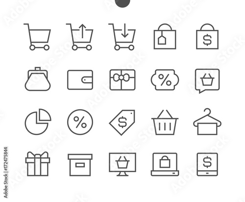 Shopping Pixel Perfect Well-crafted Vector Thin Line Icons 48x48 Ready for 24x24 Grid for Web Graphics and Apps with Editable Stroke. Simple Minimal Pictogram