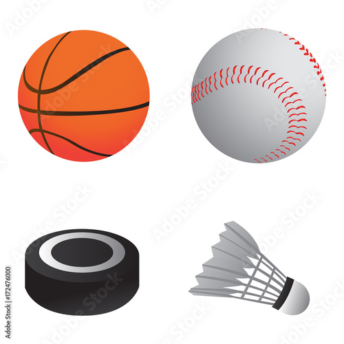 Set of sport balls on a white background, Vector illustration