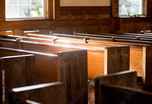 Εκτύπωση καμβά Church Pews in the Sunlight