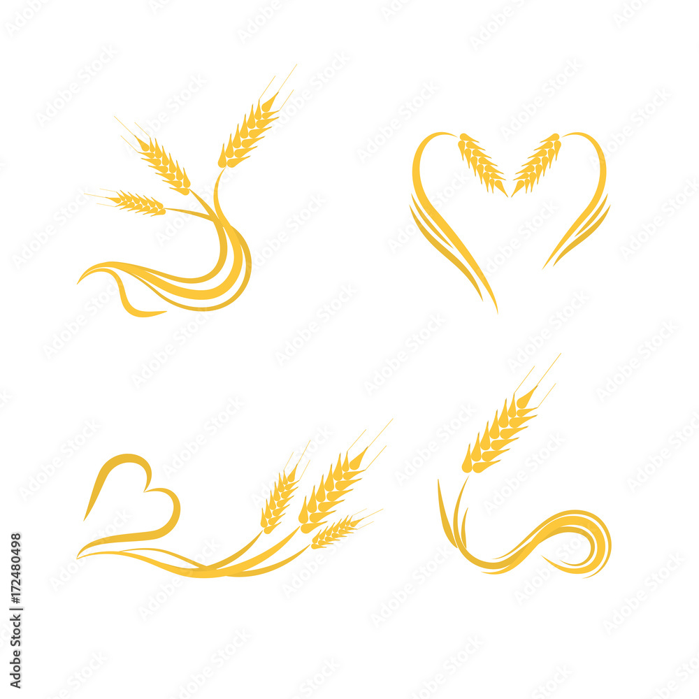 Set of wheat logo design illustrations for bakery Set of wheat logo design illustrations for bakery
