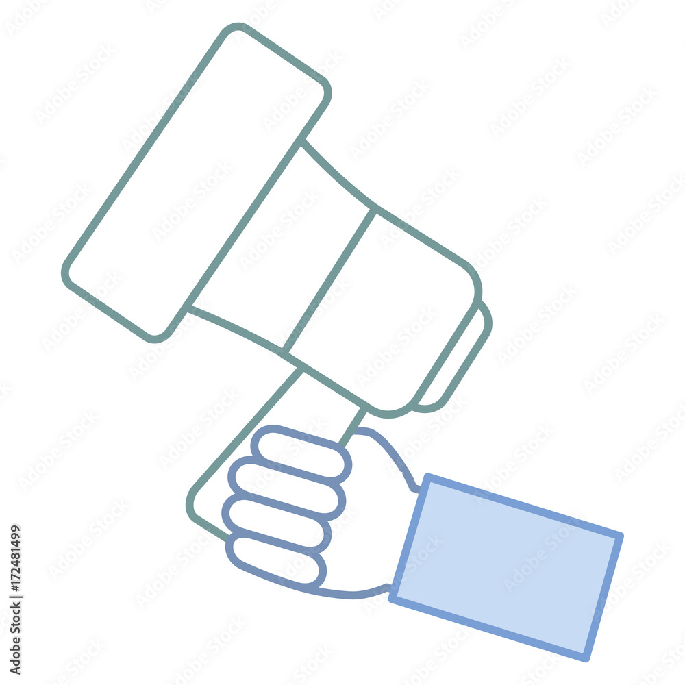 hand human with megaphone sound isolated icon vector illustration design hand human with megaphone sound isolated icon vector illustration design
