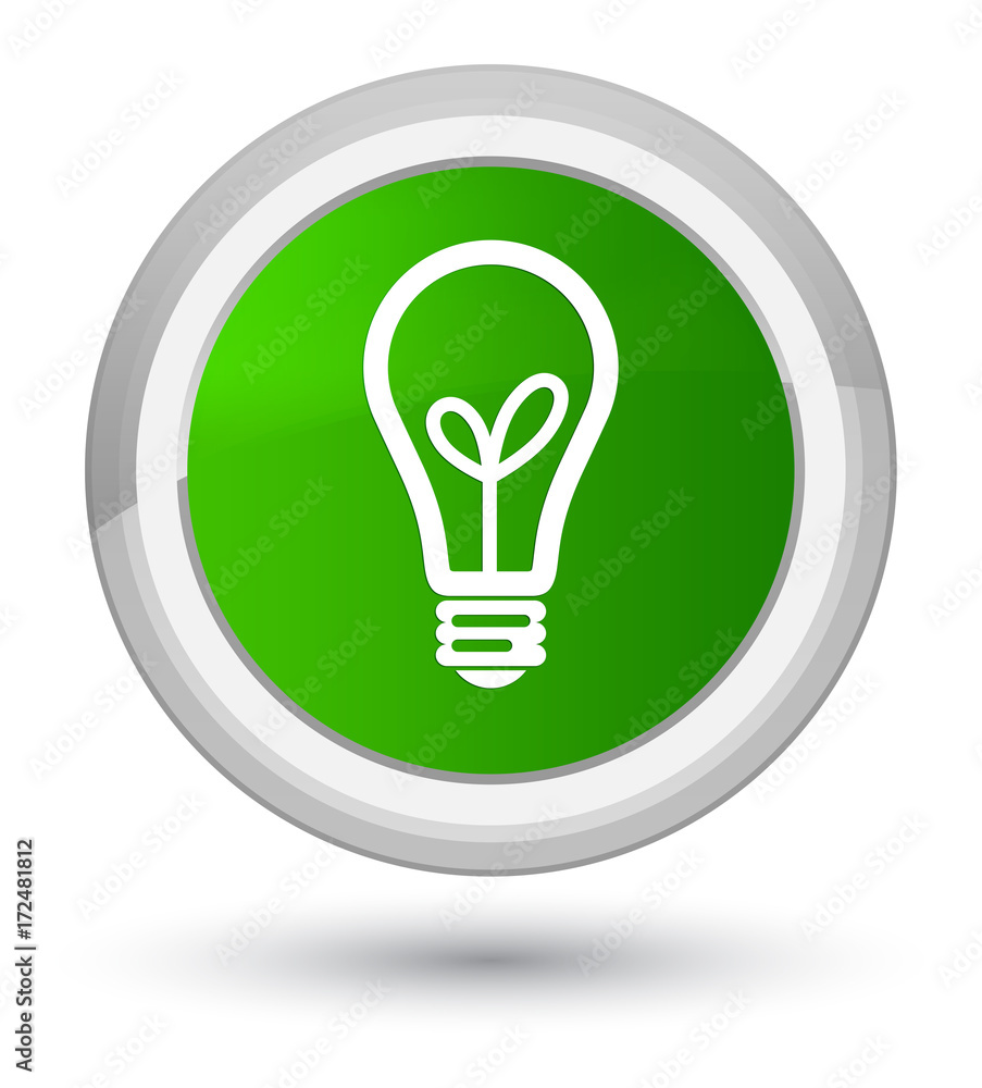 Bulb icon prime green round button Bulb icon prime green round button