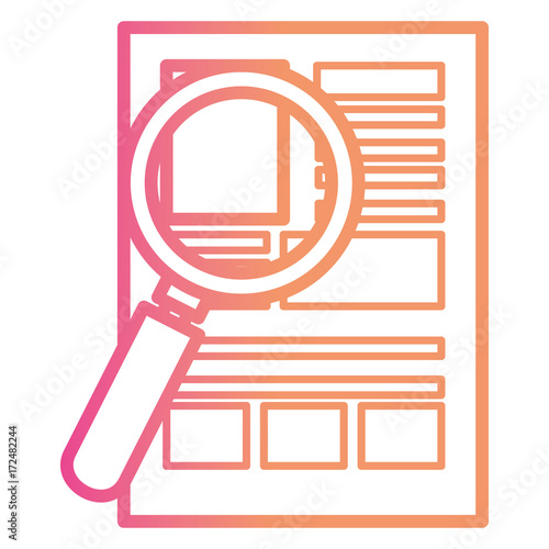 magnifying glass with curriculum vitae isolated icon