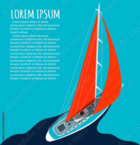 Yacht club flyer design with sail boat