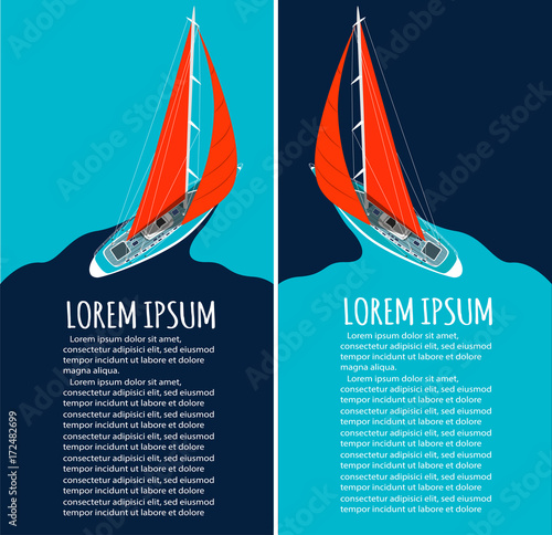 Yacht club flyer design with sail boat