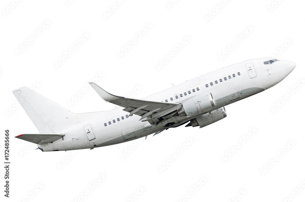 Fototapeta premium Samolot odizolowywający na białym tle