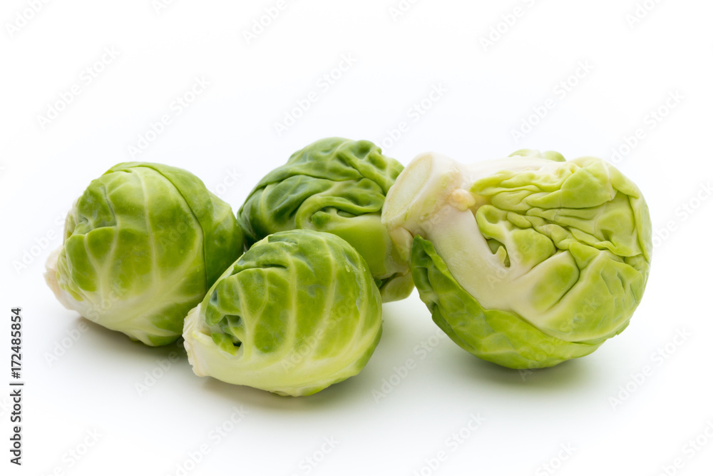 Fototapeta premium Brusseles sprouts isolated on the white background.