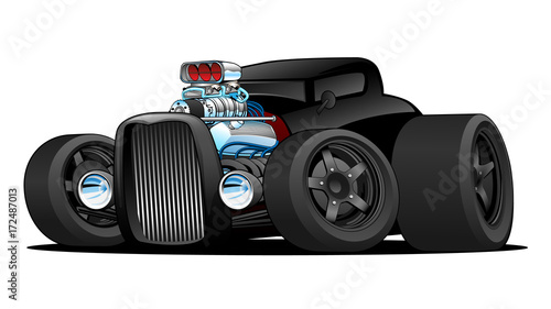 Hot Rod Vintage Coupe Custom Car Cartoon Vector Illustration 