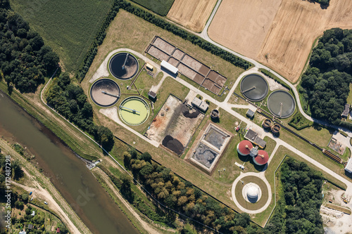 aerial view of the sewege treatment plant photo