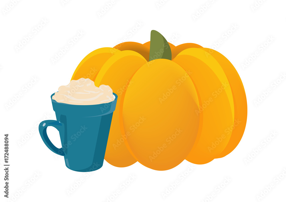 Vector illustration in a cartoon style for Pumpkin Spice Latte also ...