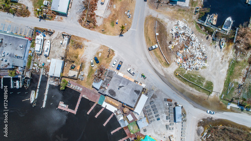 Tableau sur toile Aerial images of post hurricane Irma damage over Goodland, Florida