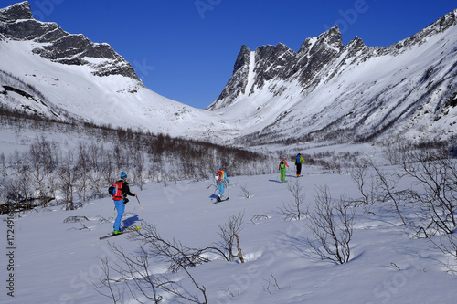 Backcountry skiing on the Island of Senja, Norway, Scandinavia, Europe