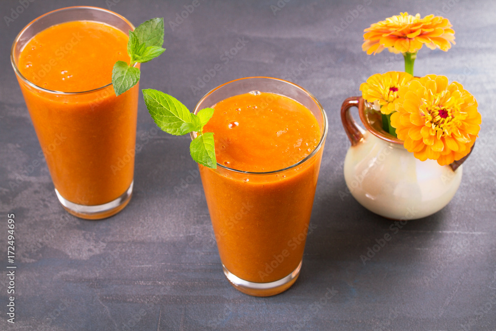 Apricot smoothie, milkshake, cocktail, horizontal Apricot smoothie, milkshake, cocktail, horizontal