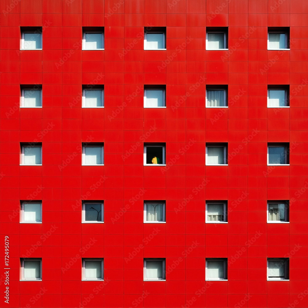 Facade of red building Facade of red building