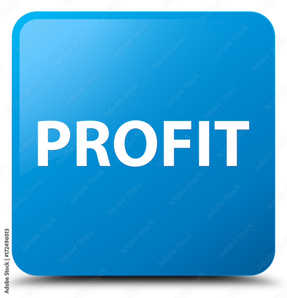 Profit cyan blue square button Profit cyan blue square button