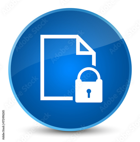 Secure document icon elegant blue round button