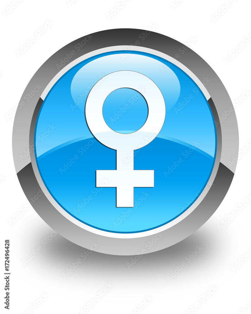 Female sign icon glossy cyan blue round button Female sign icon glossy cyan blue round button