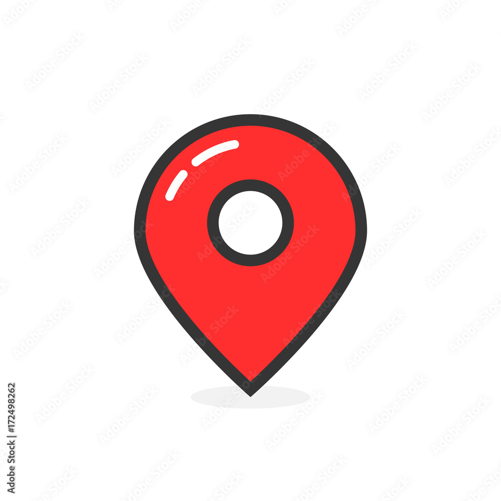 red glossy map pin with shadow red glossy map pin with shadow