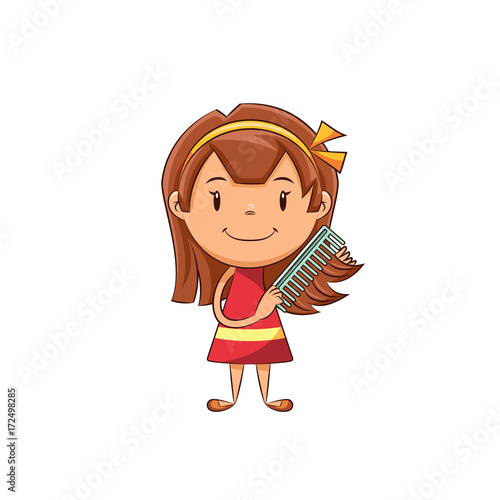 Girl combing hair
