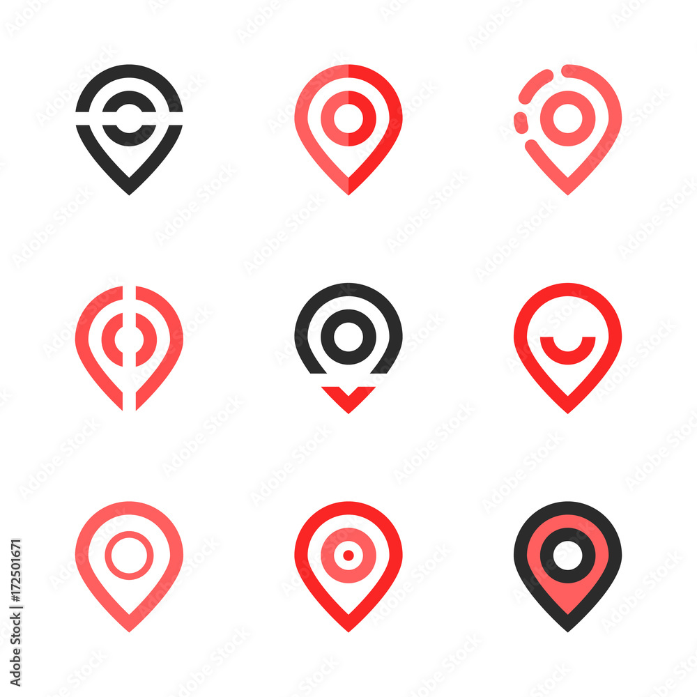 set of different map pin pictogram set of different map pin pictogram