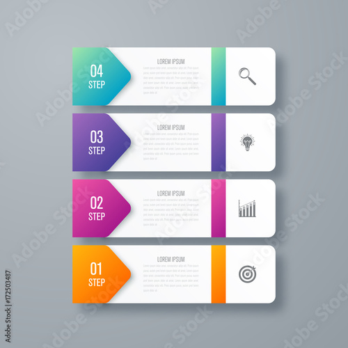 Business infographics template 4 steps with square