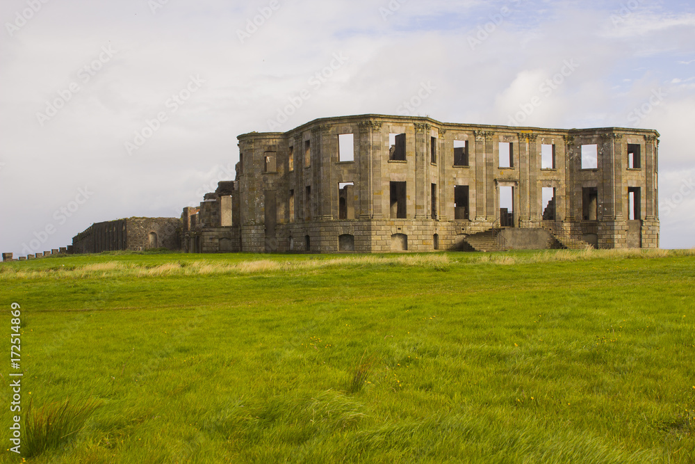 The ruins of the Earl Bishop's flamboyant house in the grounds of the Downhill Demesne near Coleraine on the north coast of Northern Ireland