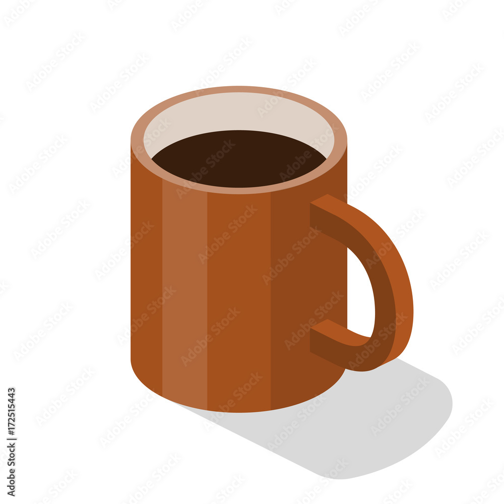 Isometric 3D vector illustration concept orange cup of tea or coffee Isometric 3D vector illustration concept orange cup of tea or coffee