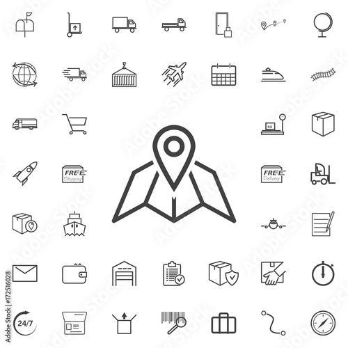 map pin line icon logistics transportation parcel shipping delivery icons set Flat isolated on the white background. Vector illustration.Trendy style for graphic design logo