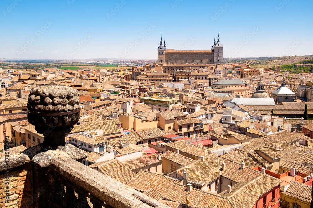 The medieval city of Toledo in Spain with the Alcazar overlooking the old town