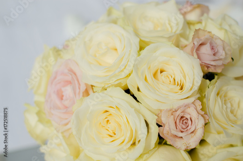 Lovely fresh roses vivid background. Closeup of bright decor texture beauty