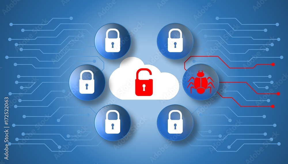 Obraz premium Illustration of cyber crime concept on data breach, malware and spyware.
