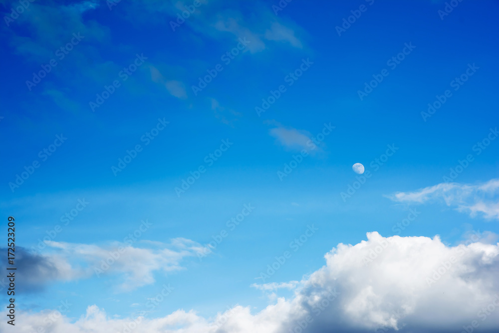 Blue sky with moon background