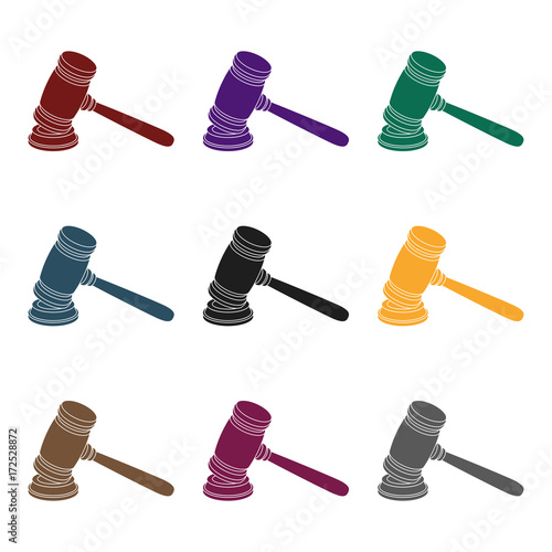 Judge wooden hammer. Hammer for deducing the verdict to the criminal.Prison single icon in black style vector symbol stock illustration.