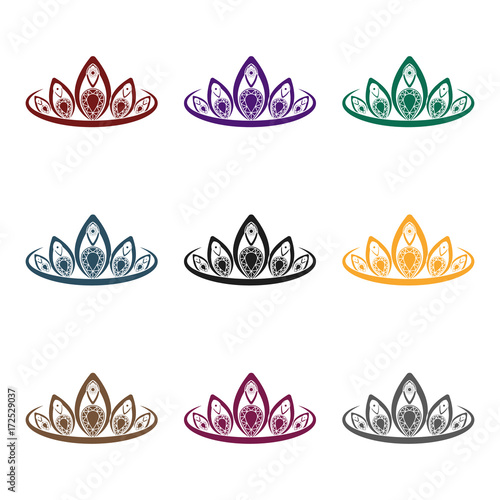 Diadem icon in black style isolated on white background. Jewelry and accessories symbol stock vector illustration.