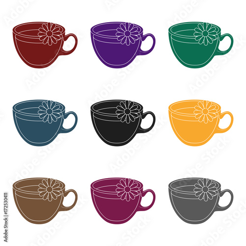 Glass mug with tea useful.Vegetarian therapeutic chamomile tea.Vegetarian Dishes single icon in black style vector symbol stock illustration.