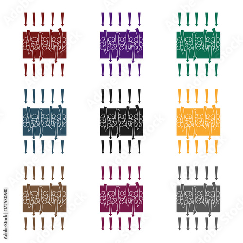 Water filtration through carbonic filter icon in black style isolated on white background. Water filtration system symbol stock vector illustration.