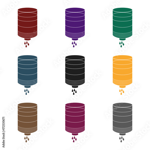 Water filter cartridge icon in black style isolated on white background. Water filtration system symbol stock vector illustration.