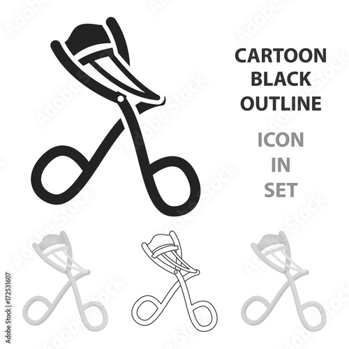 Eyelash curler icon in cartoon style isolated on white background. Hairdressery symbol stock vector illustration.