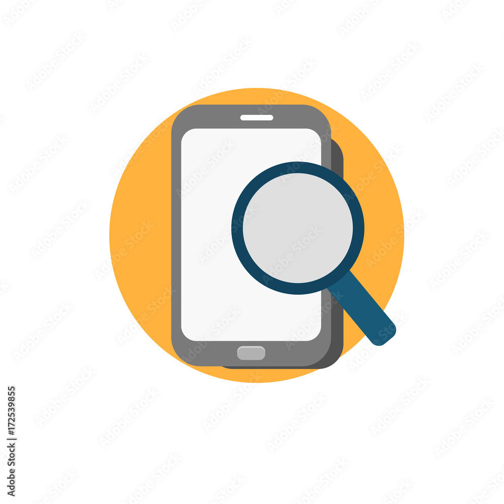 Illustration of search on mobile icon Illustration of search on mobile icon