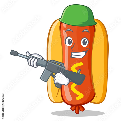 Army Hot Dog Cartoon Character