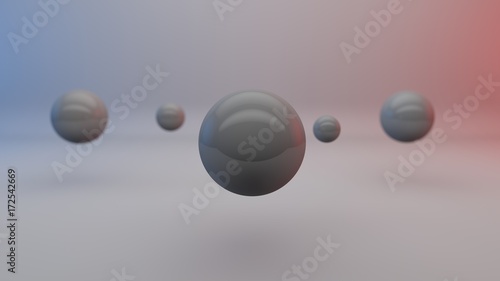Fototapeta Naklejka Na Ścianę i Meble -  Abstract background with glossy 3d balls flowing across the gray background. illustration for your design