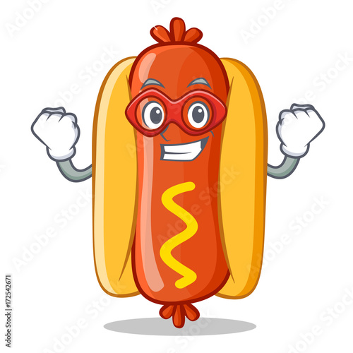 Super Hero Hot Dog Cartoon Character