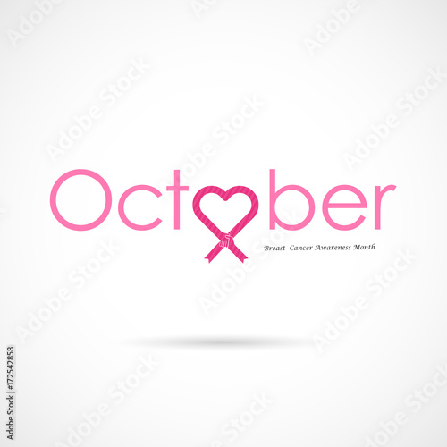 Pink heart ribbon sign.Breast Cancer October Awareness Month Campaign Background.Women health vector design.