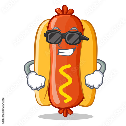 Super Cool Hot Dog Cartoon Character