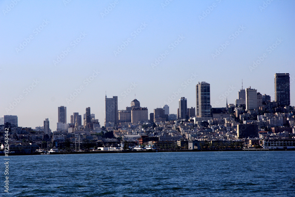 panorama of San Francisco and Bay Bridge taken from Treasure Island